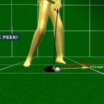 Keep your hands forward at impact to connect with the ball first and get more distance.