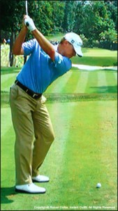 Steve Stricker limits his straight arm swing for better control to hit more fairways and greens.