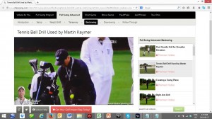 This shot shows Martin Kaymer practicing with a yellow tennis ball hanging from his neck on the final day of the US Open. It REMINDS him to rotate his chest in the back swing.