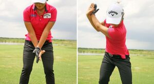 Pull your leading straight arm as you rotate your chest for an improved backswing.