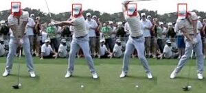 Swing without bobbing your head and with a straight leading arm for a consistent distance to the ball.