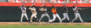 In baseball you fall back to finish your swing